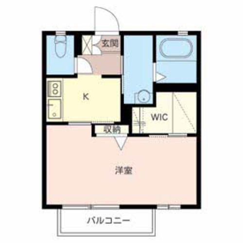 グリーンロード上中(1K/2階)の間取り写真