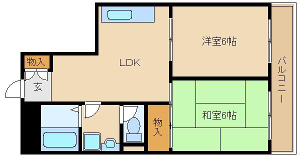 ベリオ武庫(2LDK/3階)の間取り写真