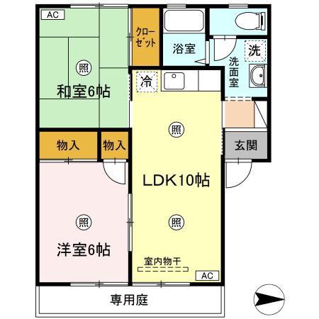 セジュールいおき(2LDK/1階)の間取り写真