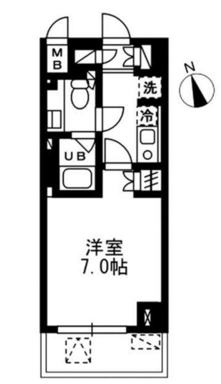 ウィスティリア高津(1K/5階)の間取り写真