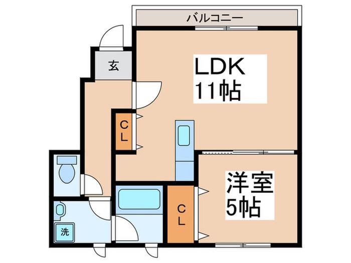 エスポワール(1LDK/1階)の間取り写真