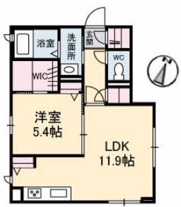 LAUBE(1LDK/1階)の間取り写真