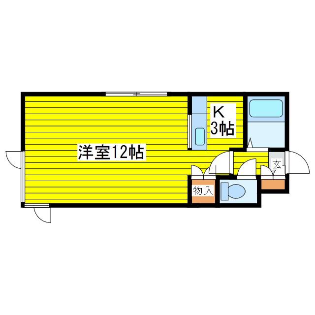 アルファ・アパル北11条II(1K/1階)の間取り写真