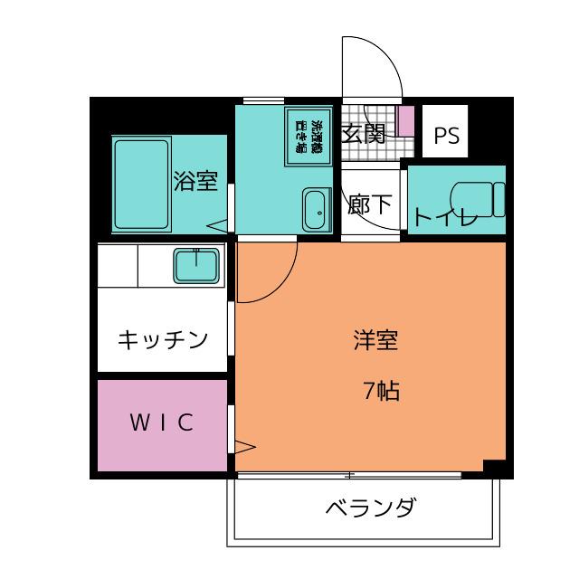 エスポワール(1K/1階)の間取り写真