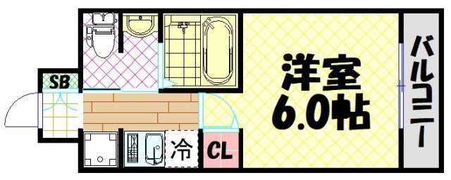 エスリード南堀江リバーサイド(1K/11階)の間取り写真