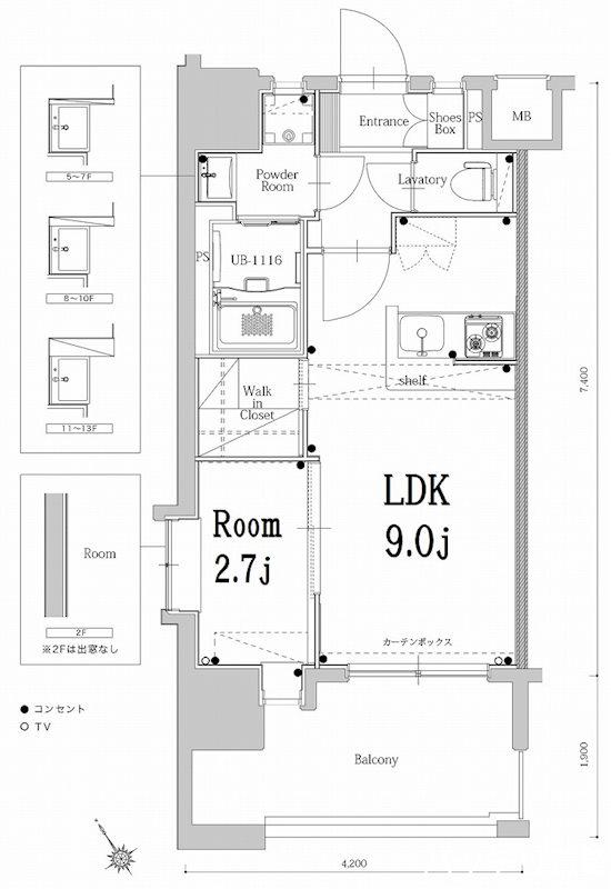 エンクレスト空港通(1LDK/10階)の間取り写真