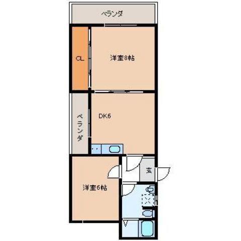 フルータ(2DK/3階)の間取り写真