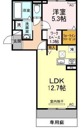 JR関西本線 春田駅 徒歩13分 3階建 築6年(1LDK/1階)の間取り写真