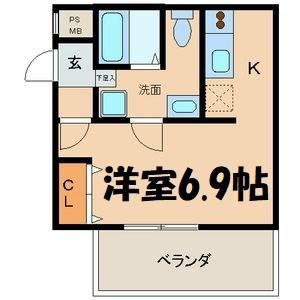 CREA児玉(1K/3階)の間取り写真
