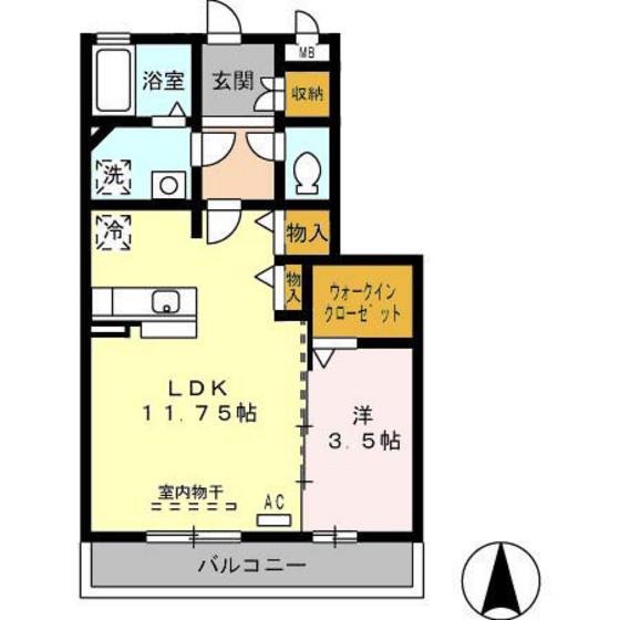 メゾン グラーブル(1LDK/1階)の間取り写真