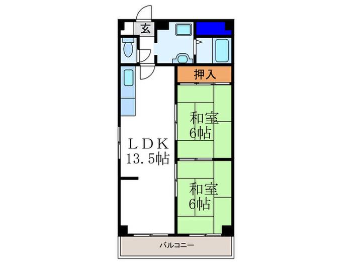 光和ビル(2LDK/3階)の間取り写真