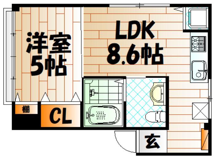 木町ハイツ(1LDK/3階)の間取り写真