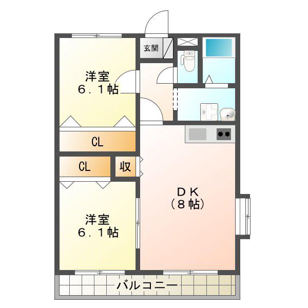 高洋ビルVII(2LDK/3階)の間取り写真