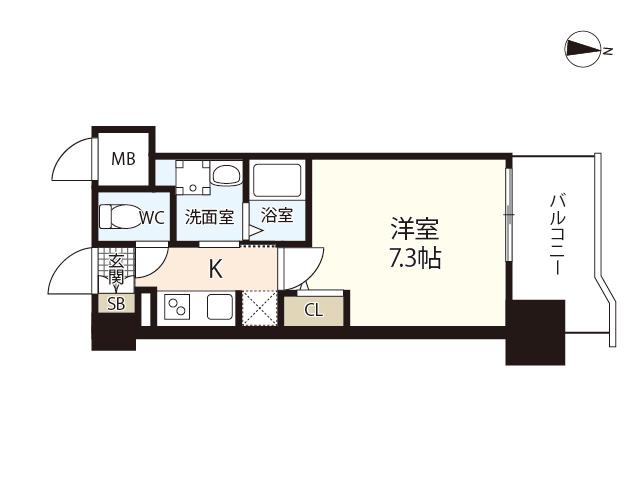 S-RESIDENCE国泰寺町一丁目(1K/10階)の間取り写真