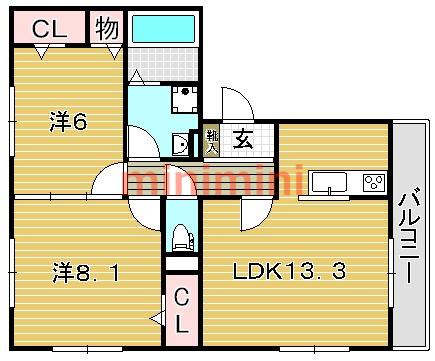 アーバンヒルズ(2LDK/3階)の間取り写真