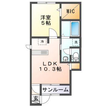 アルカンシエルC・D(1LDK/1階)の間取り写真