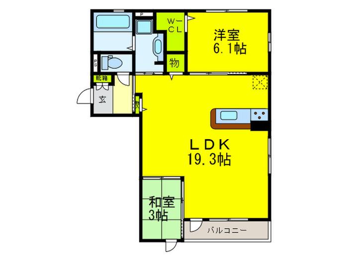アルコ ウメキタ V(2LDK/1階)の間取り写真