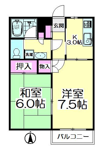 ジュネス・メゾン(2K/1階)の間取り写真