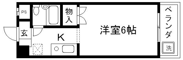 マンションレイ(1K/5階)の間取り写真