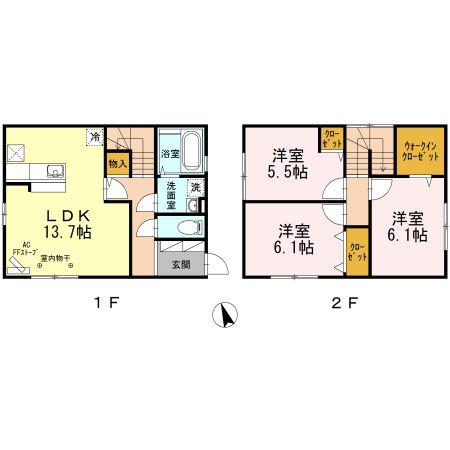 プラネット弘前 A(3LDK/1階)の間取り写真