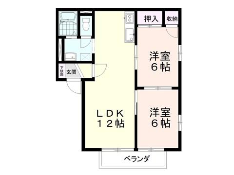 ハイツカミサトA棟(2LDK/2階)の間取り写真