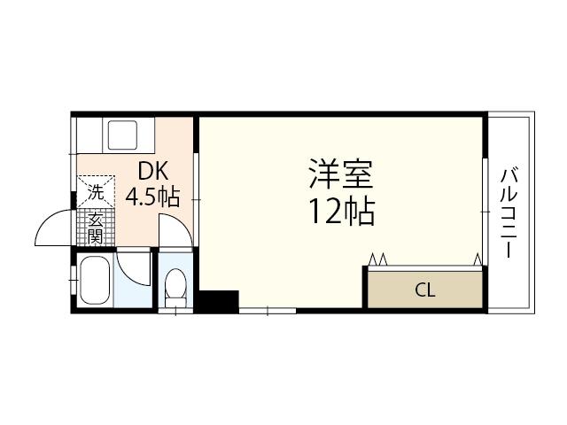 ヴィラブランシュ猫屋(1K/5階)の間取り写真