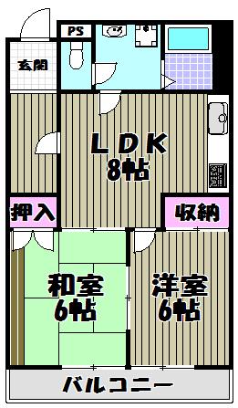 メゾン・ロゼ(2LDK/3階)の間取り写真