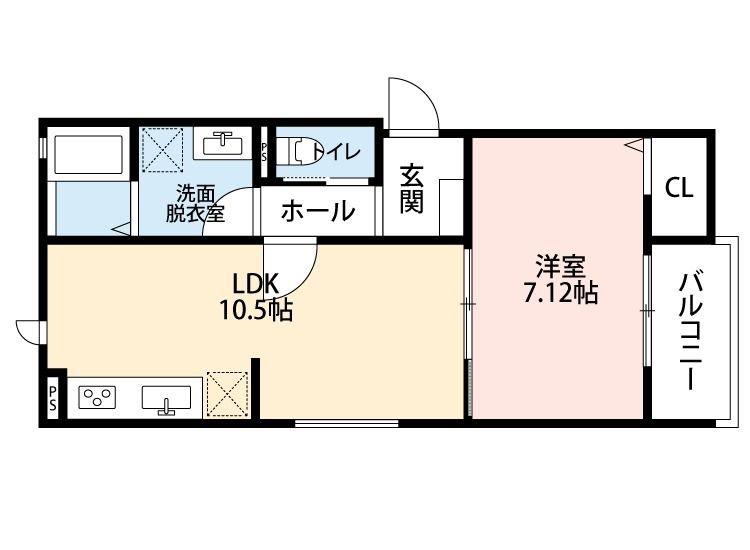 MAISONLUNA(1LDK/1階)の間取り写真