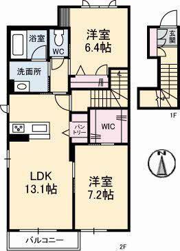 プリマヴェーラ(2LDK/2階)の間取り写真