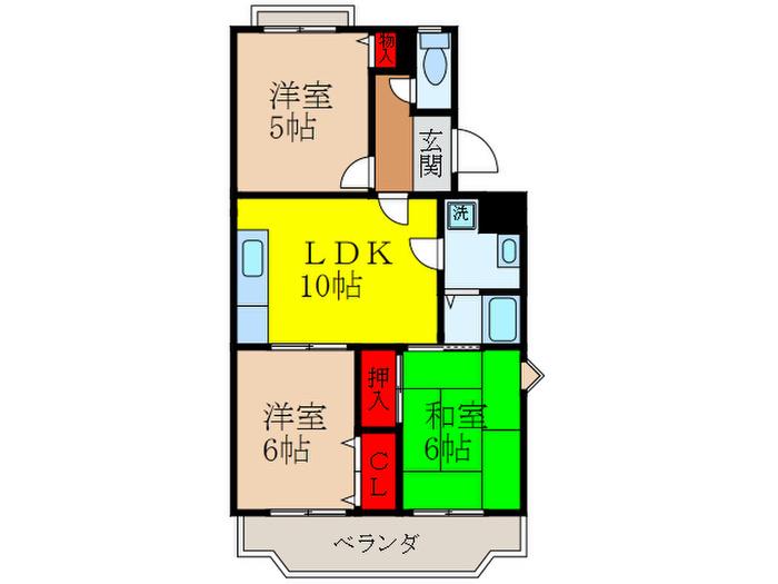 ハイツ中村1ST(3LDK/3階)の間取り写真