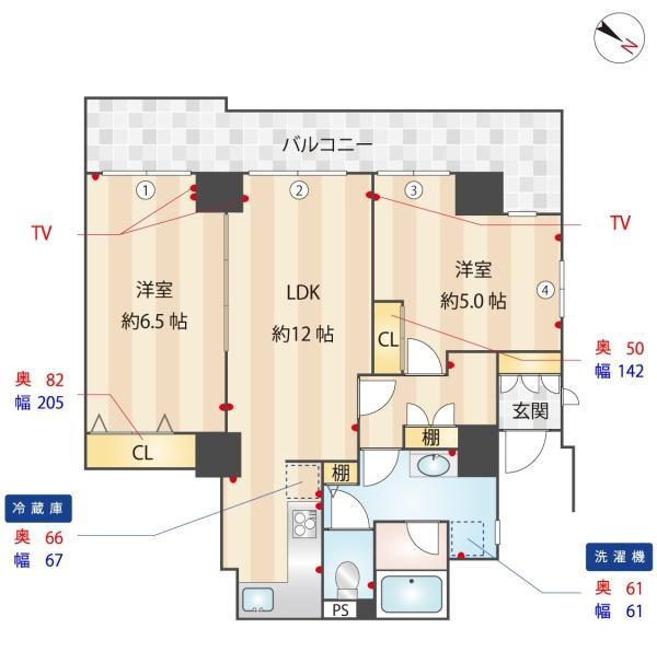 プロムナード仲町台3号棟(2LDK/14階)の間取り写真