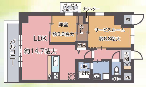 コージー千島(2LDK/7階)の間取り写真