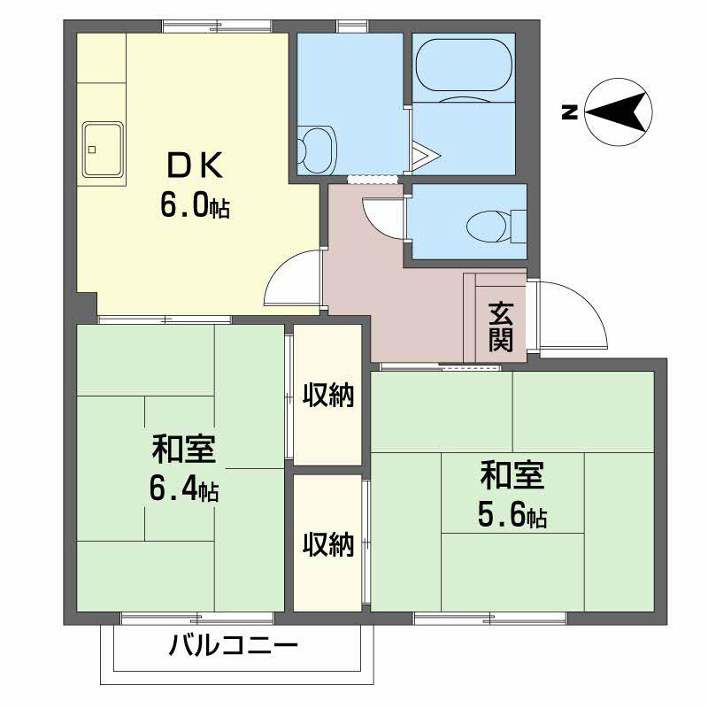 リバープラザA(2DK/1階)の間取り写真