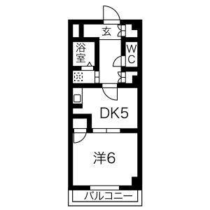 タウンM&E B棟(1DK/1階)の間取り写真