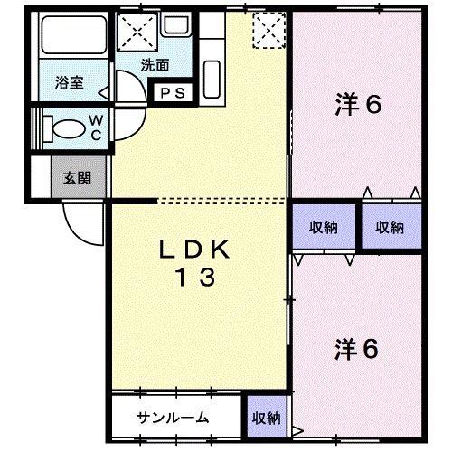 アマリュージュFB棟(2LDK/2階)の間取り写真