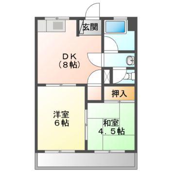 寿マンション(2DK/3階)の間取り写真