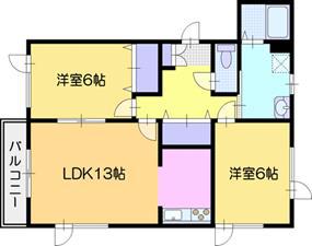 クラシックMS(2LDK/2階)の間取り写真