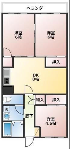 メゾン三原(3LDK/3階)の間取り写真