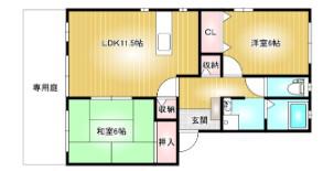 フォブール緑丘A棟(2LDK/1階)の間取り写真
