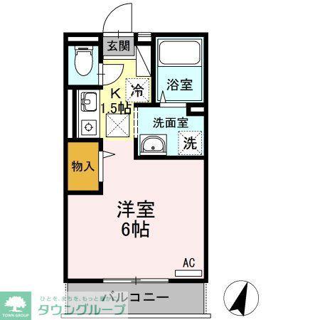 ジュネス西新井Ⅰ(1K/1階)の間取り写真