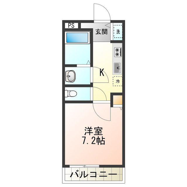 ペアーコート泉佐野A棟(1K/2階)の間取り写真