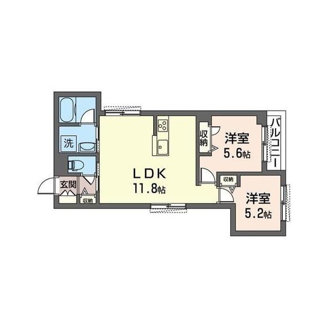 リレアレジデンス(2LDK/3階)の間取り写真
