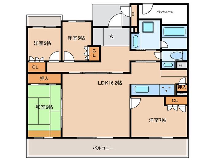 ネバーランド箕面潤水館(4LDK/3階)の間取り写真