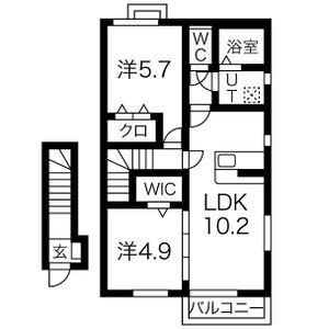 ラ・フルール泉中央(2LDK/2階)の間取り写真