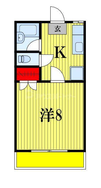 ハイツリベカII(1K/2階)の間取り写真