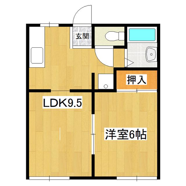 ハイツナガノI(1LDK/1階)の間取り写真