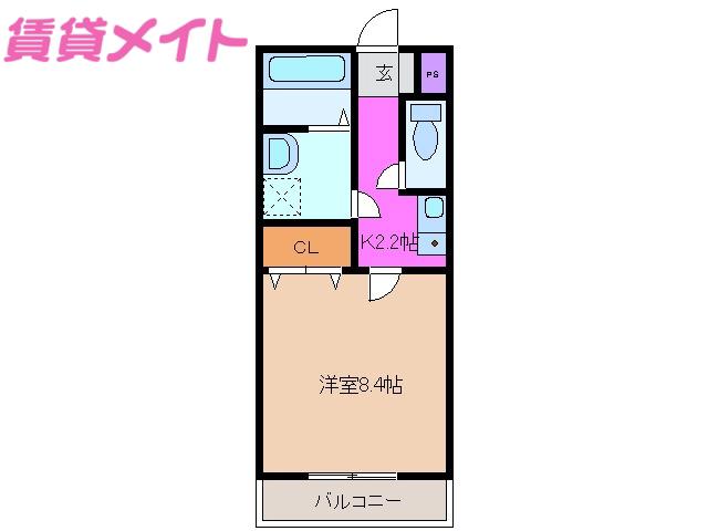 ヴィラオークス(1K/1階)の間取り写真
