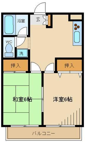 エスポワール西調布(2DK/3階)の間取り写真