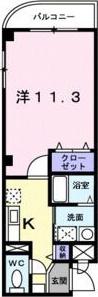 ウィンザー夙川(1K/1階)の間取り写真