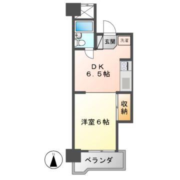 菱家ビル(1DK/5階)の間取り写真